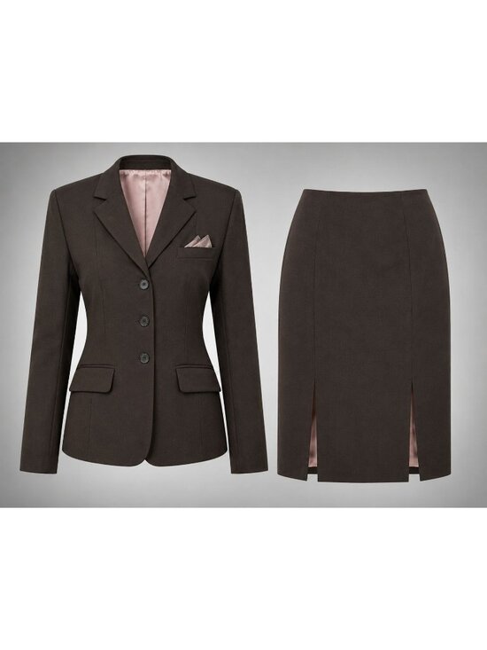Dkny Dresses & Skirts - DKNY City Womens Black Blazer & Skirt Suit Set Size 8 With Pink Striped Lining